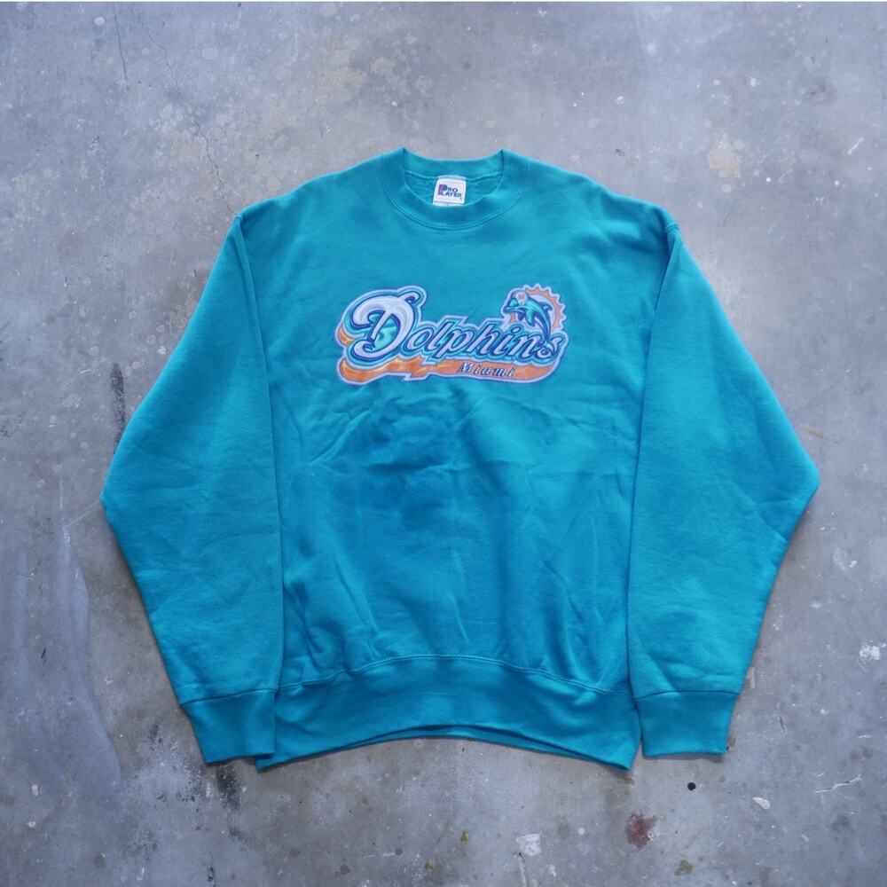 Vintage 90s Pro Player Miami Dolphins NFL Blue Crewneck Mens Size XL Made In USA